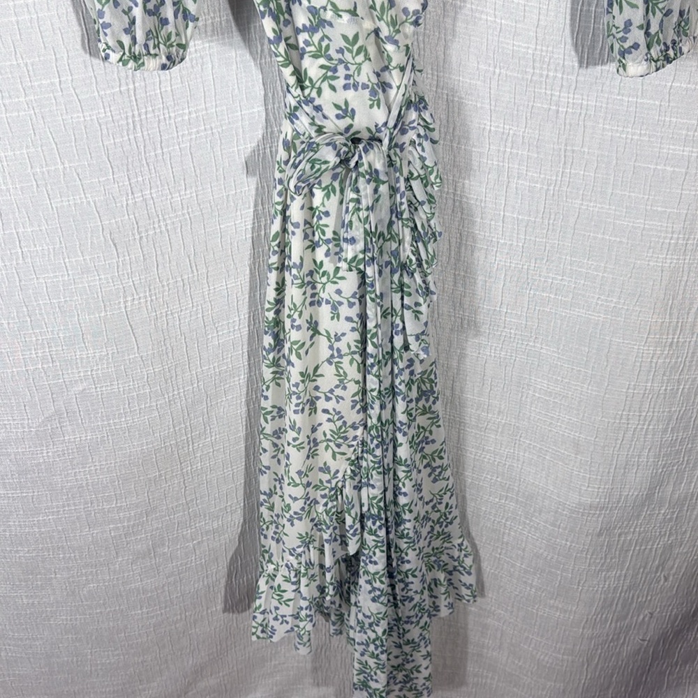 Ganni Blue and Green Floral Midi Dress - Picture 6 of 11